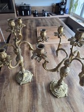 Lot de chandeliers décoratifs 5 branches en Bronze doré style ancien