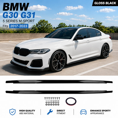 For 17-23 BMW G30 530i 540i M-sport MP Style Gloss Black Side Skirt Extension