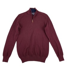 Club Room Mens Birdseye 1/4-Zip Pullover Cotton Sweater Burgundy S