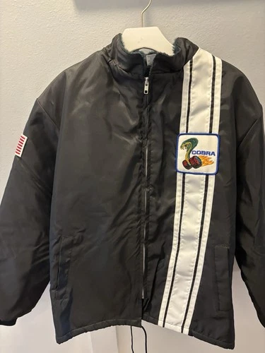 Vintage Ford Mustang Cobra Shelby Racing Jacket Men Large Black 70s USA Sherpa - product listing photo