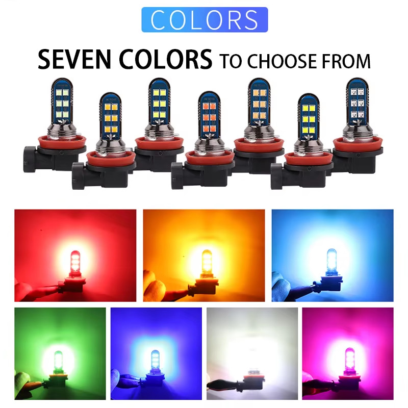 2Pcs 7 Colors Green Orange H7 H11 H8 HB4 9006 H27 881 880 H3 High Quality LED Bu