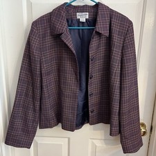 Vintage Pendleton Blazer Women  s plaid purple Sz 12-14 . No fur collar