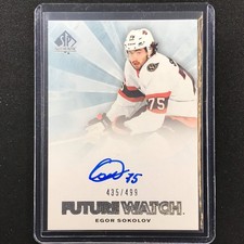 2021-22 Sp Authentic Nhl Egor Sokolov 2011-12 Future Watch Rookie Auto 435/499