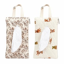 Quilted Baby Wipe Holder Floral Diaper Pouch Portable Quilted Wipes Bag for C...