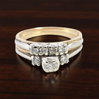 VINTAGE ESTATE SOLID 14K YELLOW GOLD DIAMOND 2 RING WEDDING SET SIZE 6 #8151 — photo 1
