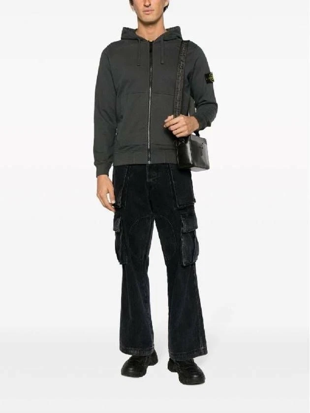 Felpa Stone Island in pile di cotone spazzolato full zip con cappuccio vestibilità regolare