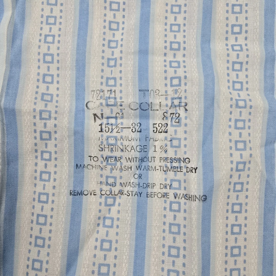Sears Men's Store Perma Prest 15.5 32/33 Long Sleeve Button Up Shirt Blue White - Image 2 of 4
