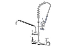 25 Inch Commercial Sink Faucet with Upgraded Grey Spray Head, Wall Mount Kitchen