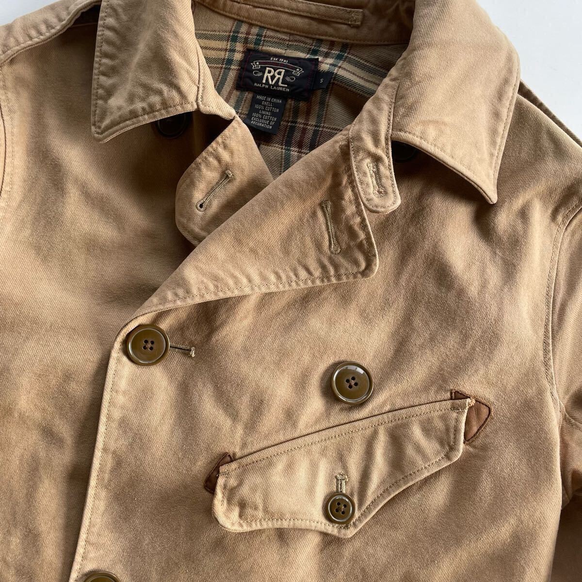 Vintage RRL British Coat Double-Breasted Coat Jacket Outer Mens Size S Very Rare image 3