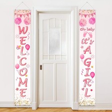 Baby Shower Decorations 71 x 12 Inch Welcome It Is a Girl Banner Backdrop Bac...