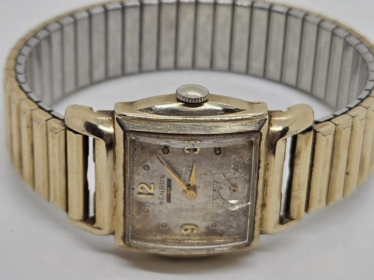 Antique Working BENRUS Swiss 17J Deco 10K Gold G.F. Gents BB4
