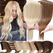 One Piece Weft Clip in Russian Remy Human Hair Extensions 3/4Full Head Hairpiece