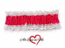Handmade Hot Pink White Lace Garter Seconds Small Standard Size 28cm