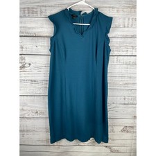 Talbots Blue Sheath Midi Dress 16 Sleeveless Formal Career Wedding Modest Mature