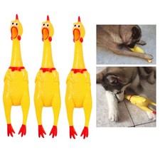 Set of 3 Rubber Chicken Squeeze Toys Squeaking and Shrilling for Pet Dog and P