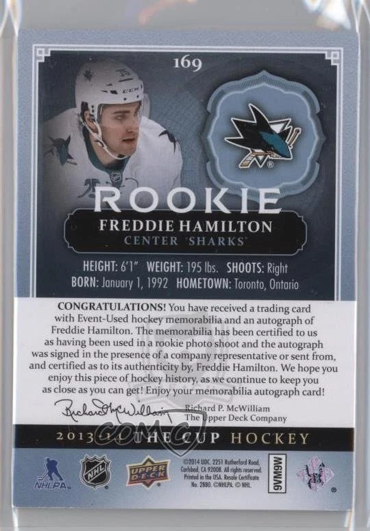2013-14 The Cup Gold Patches/Auto /75 Freddie Hamilton RPA Rookie Patch Auto RC - Image 2 of 2