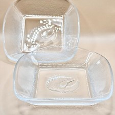 Set 4 piatti in vetro vintage Japan Hakutsuru bianco gru logo sake anni 80 te...