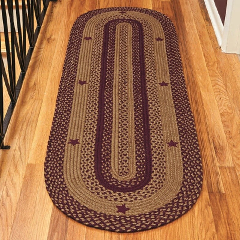 Colonial Star Jute Braided Rug/Runner Oval with Rug Pad 22x72