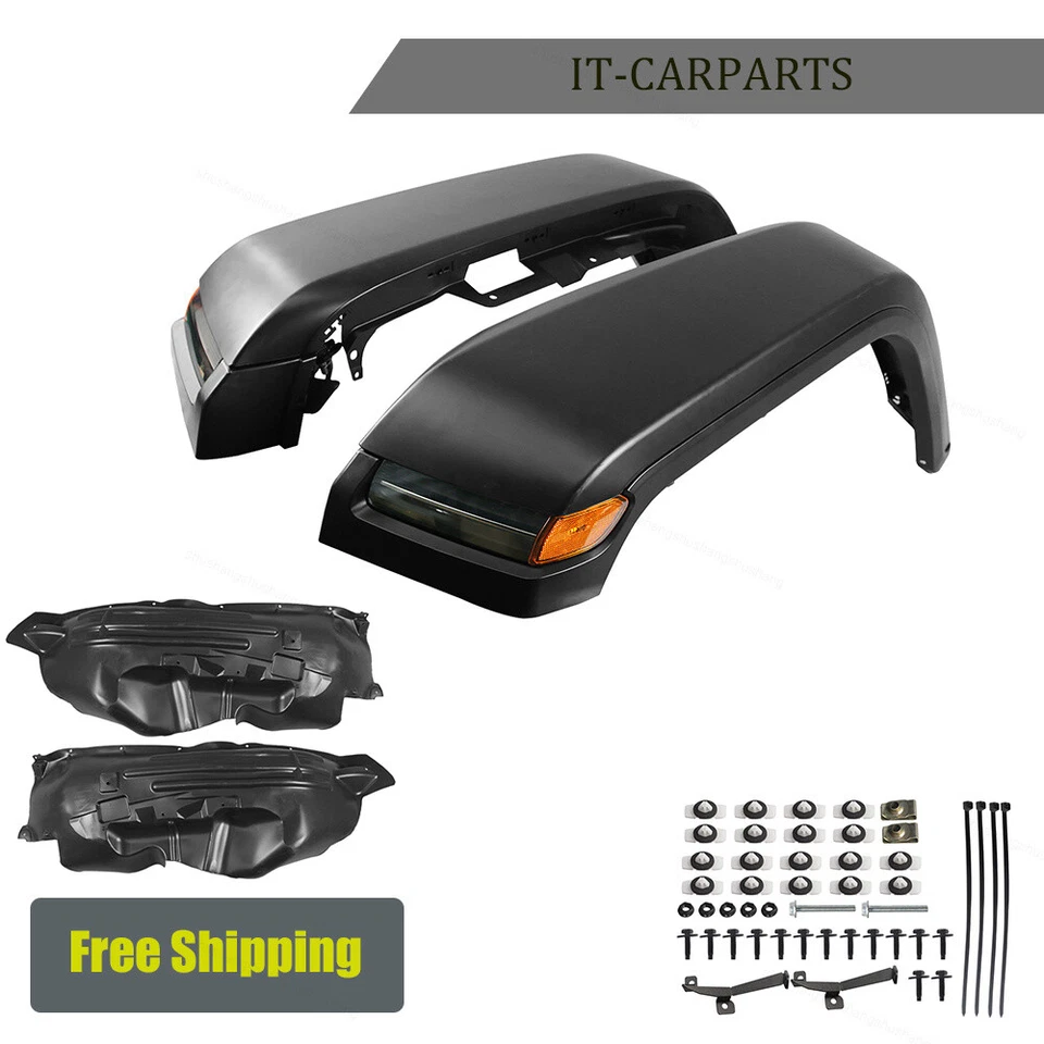 Front Fender Flares W/ Lights Fit For 2007-2017 Jeep Wrangler JK Replacement Foto 2 de 4