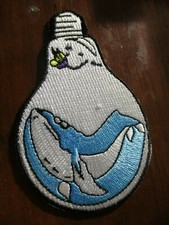 Whale in Light Bulb Embroidered Patch 3 .5