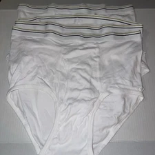 Stafford Men's Size 44- 4 Full Rise White Briefs 100% Cotton JCP NWOT