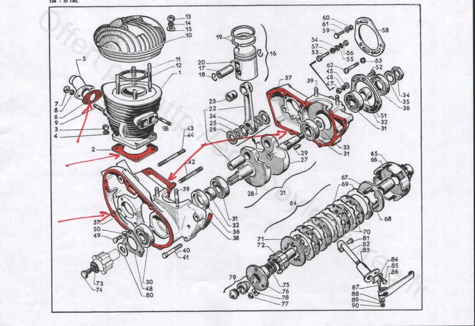 PEUGEOT 125 - 3 vitesses à main P55 - P57 pochette de joints - Imagen 4 de 4
