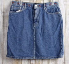 Tommy Hilfiger Size 8 Blue Denim Skirt 5 PKT Logo W/Band Skirt
