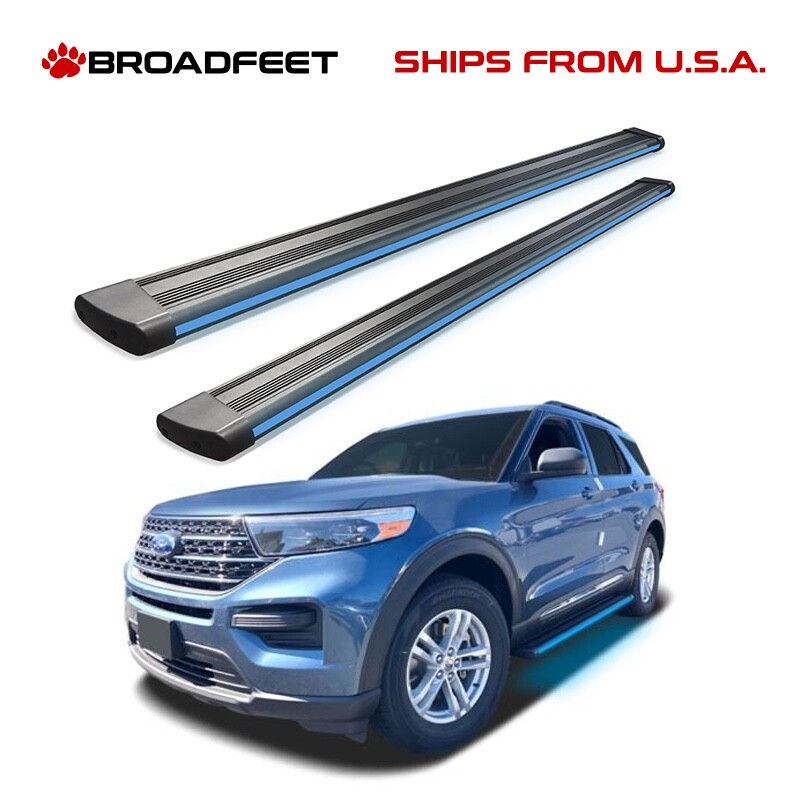 R66 Integrated LED Blue Light Aluminum Running Board For Ford