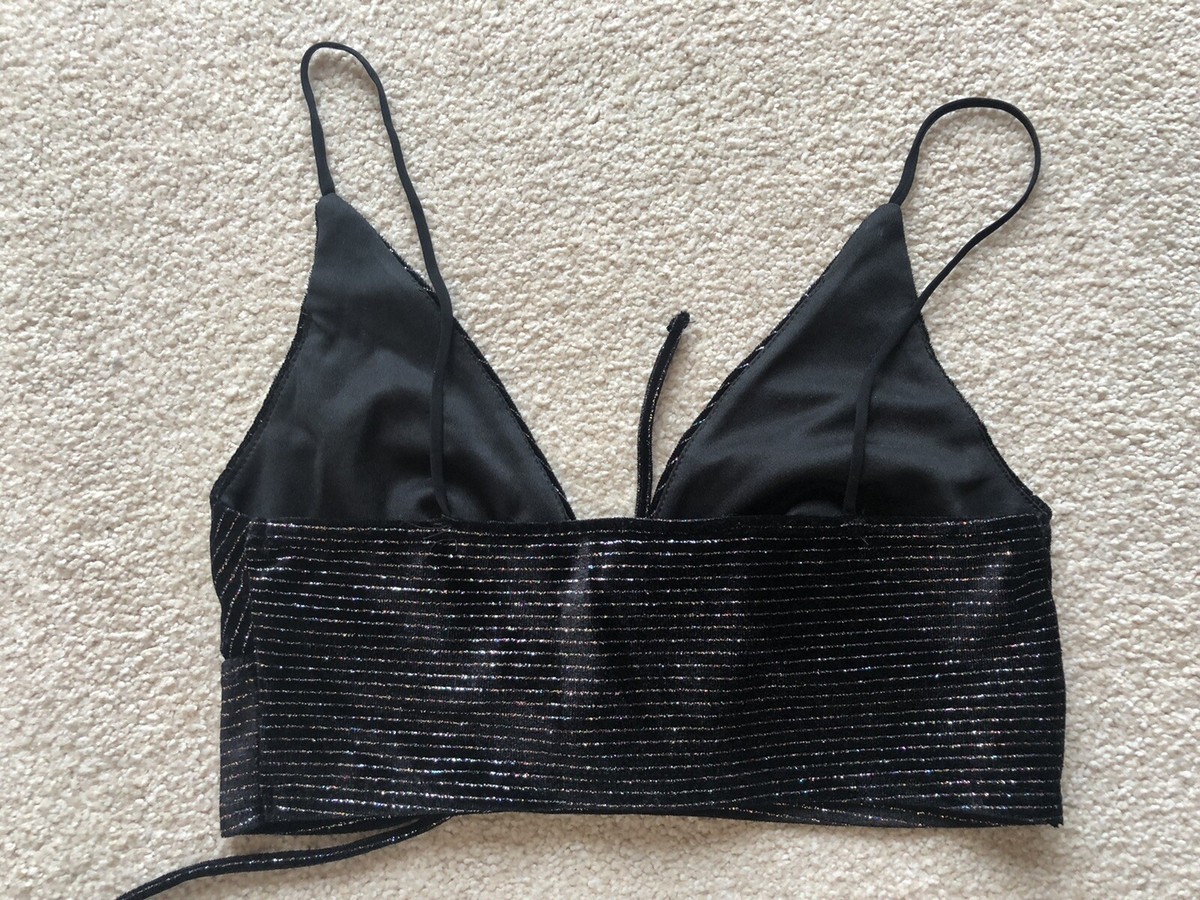 Bralette Topshop Noir Avec Découpes Et Perles Argent/violet - Taille XS (US 2/UK 6) - Occasion Très Bon état