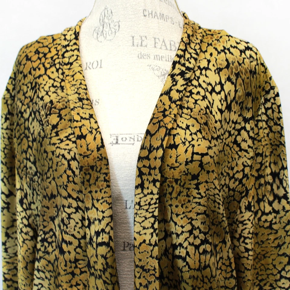 Vikki Vi Plus Size Gold Animal Print Open Front Cardigan 2X Made in USA - Image 3 of 4
