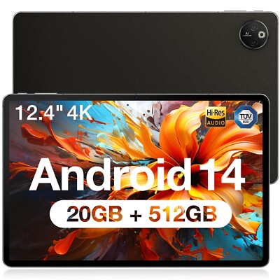 DOOGEE T30 MAX 12.4 Inch Tablet 4K Display Android 14 Tablet 20GB+512GB 10800mAh