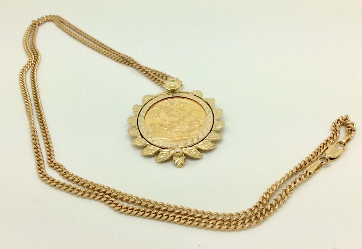 Gold sovereign outlet necklace ebay