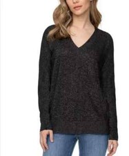 Buffalo David Bitton Pullover Super Soft Cozy V-Neck Long Sleeve Sweater Black S