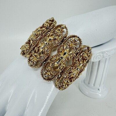 NAPIER Gauntlet Filigree Cuff Bracelet Eugene Bertolli Era 7  X 2  1950-60s