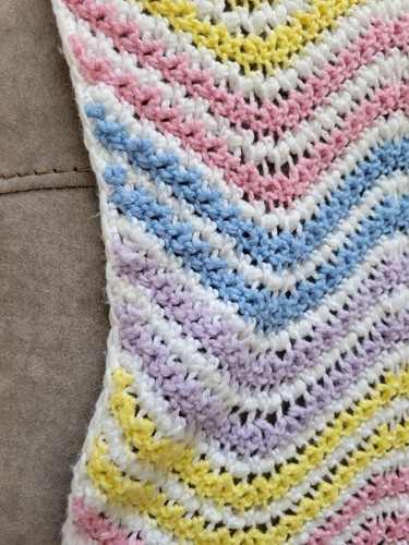 Handmade multicolor Knit Crochet BABY Blanket Infant Soft Newborn L 53in W 34in - Picture 7 of 10