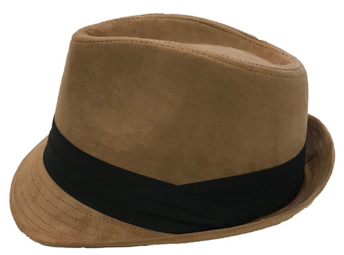 FEDORA TRILBY GANGSTER FEDORA BUCKET HAT MENS FAUX SUEDE HAT CAP - Picture 3 of 9