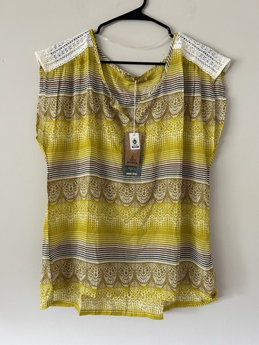 Prana NWT Silk Blend Illiana Sleeveless Top Size XL Crochet Detail Boho - Picture 2 of 10