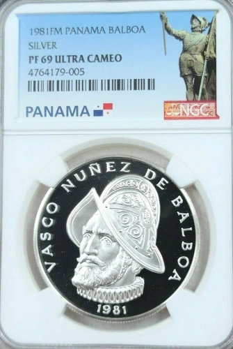 1981 PANAMA 1 BALBOA VASCO NUNEZ DE BALBOA NGC PF 69 ULTRA CAMEO LOW MINTAGE