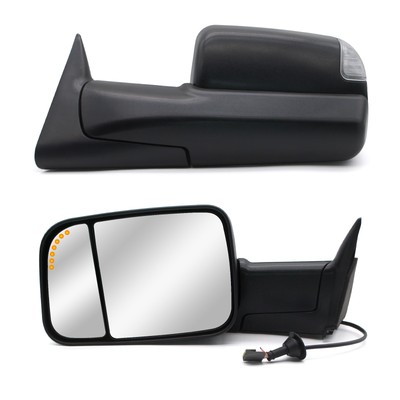 Pair Side Tow Mirrors Power Turn Signal Fits 1994-1997 Dodge Ram 1500 2500 Black