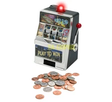 7.5" Mini Slot Machine Las Vegas Style Casino Coin Bank With Winning Light
