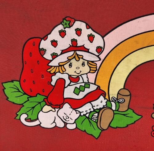 Vintage rote Erdbeere Shortcake Koffer 1980 Kinder Regenbogen Nachttasche Welpe - Bild 2 von 14