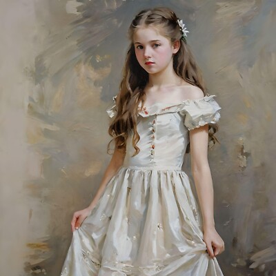 aceo art card Beautiful 15 yr old Brunette in 1877