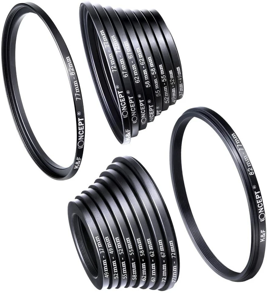 K&F 18 Pcs Filter Ring Adapter Set Camera Lens Filter Metal Stepping Rings Kit - Image 2 of 4