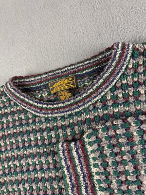 Eddie Bauer Sweater Men's LT Purple Birdseye Shetland Wool Fisherman Vintage