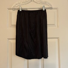 Vintage Vassarette Slip Skirt Women's Medium 20" Black Pull On Elastic Waist S
