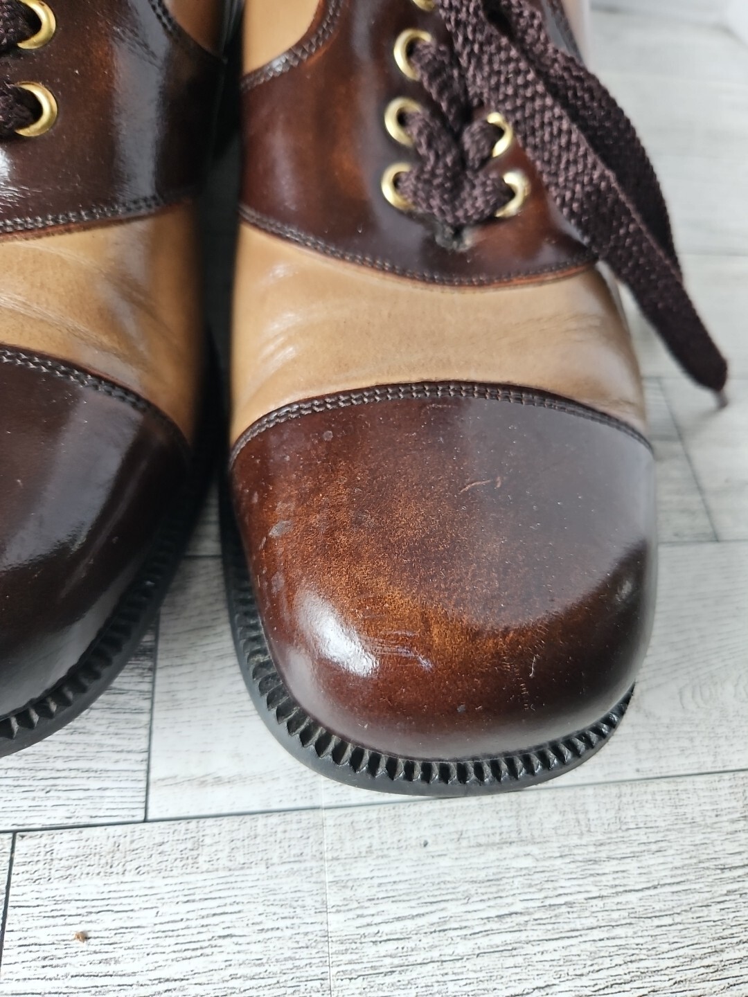 Vintage Brown Leather JCPenney Towncraft Heeled Mens Shoes With Laces