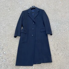 Loro Piana Black Cashmere Overcoat Lined 42L Heavy Mens USA Union Made Peters