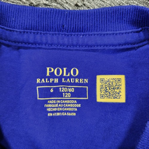 Polo Ralph Lauren T-Shirt Boys 6 120-60 Blue Short Sleeve Pony Logo Pullover - Picture 4 of 13