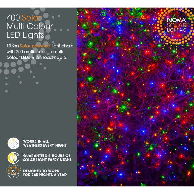 400 Noma Multi-Colour LED Solar String Lights - 39.9M