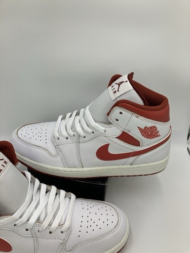 Nike AIR JORDAN 1 MID Dune Red, Sail Vachetta Tan New Size 9.5 UK 44.5 EU - Picture 3 of 21